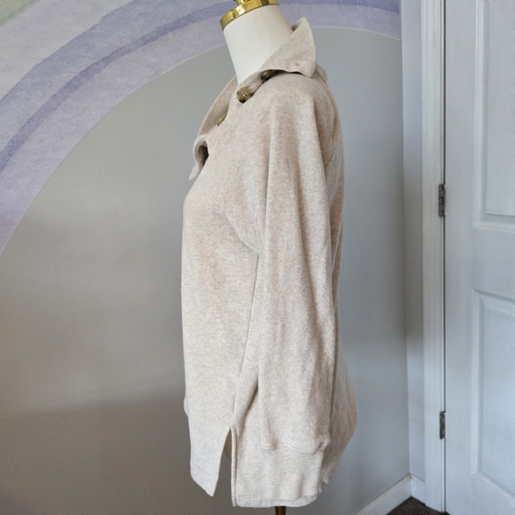 J. Crew | Small | Beige Button Neck Collar Pullover Sweater - Picture 4 of 11